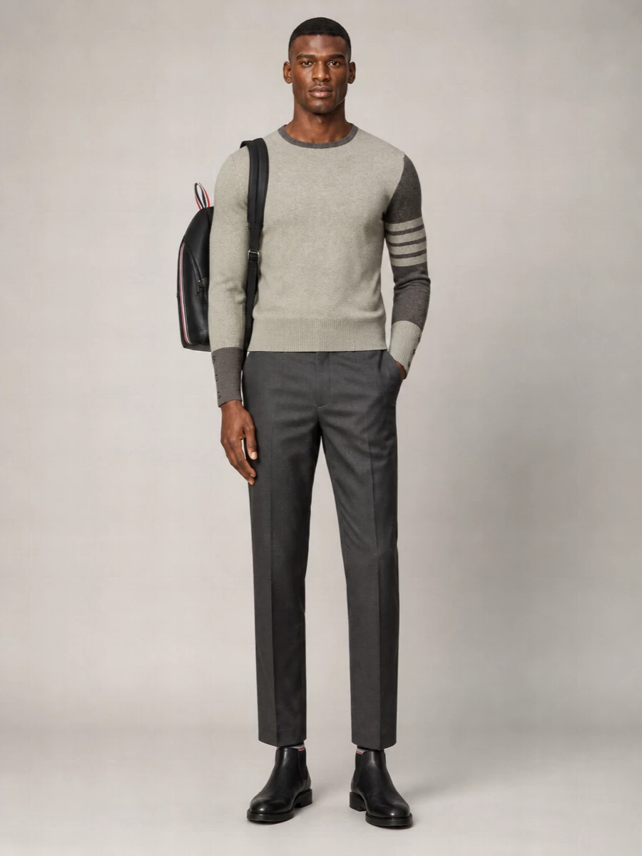 Thom Browne Cashmere Slim-Fit Ribbed Crew-Neck Sweater