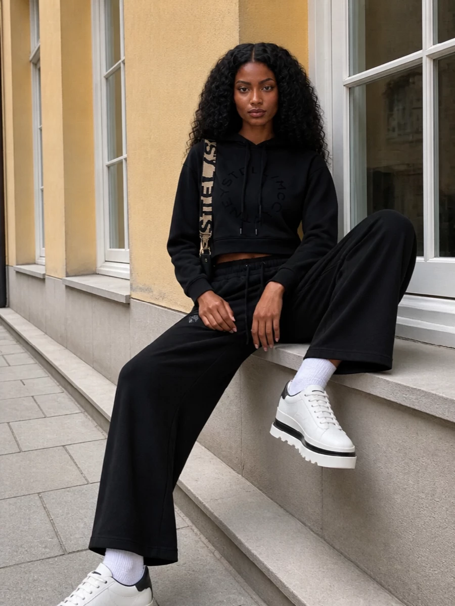 Stella mccartney joggers cropped hoodie platform sneakers