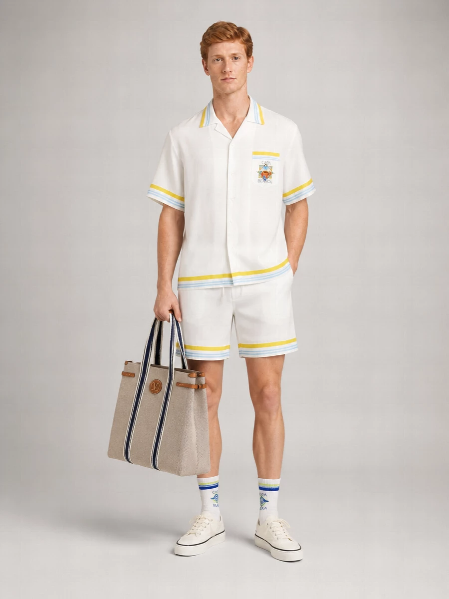 Casablanca Silk Short-Sleeve Bowling Shirt