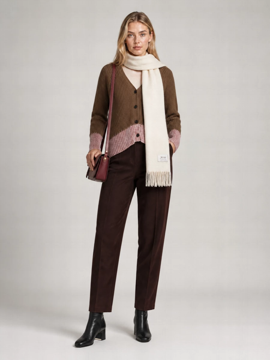 Marni Virgin Wool Ribbed Relaxed-Fit Color-Block V-Neck Cardigan
