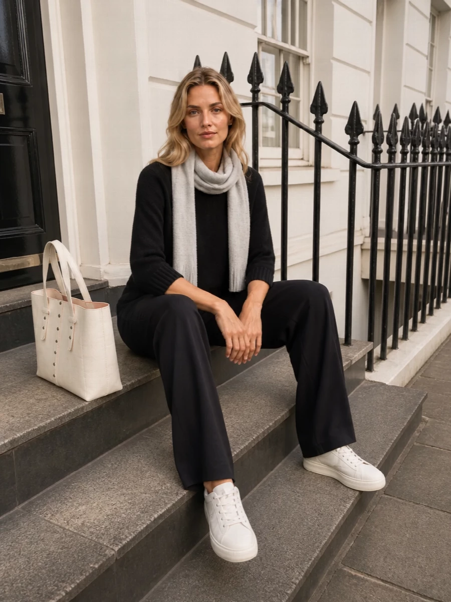 Fabiana filippi black knit wide leg trousers outfit