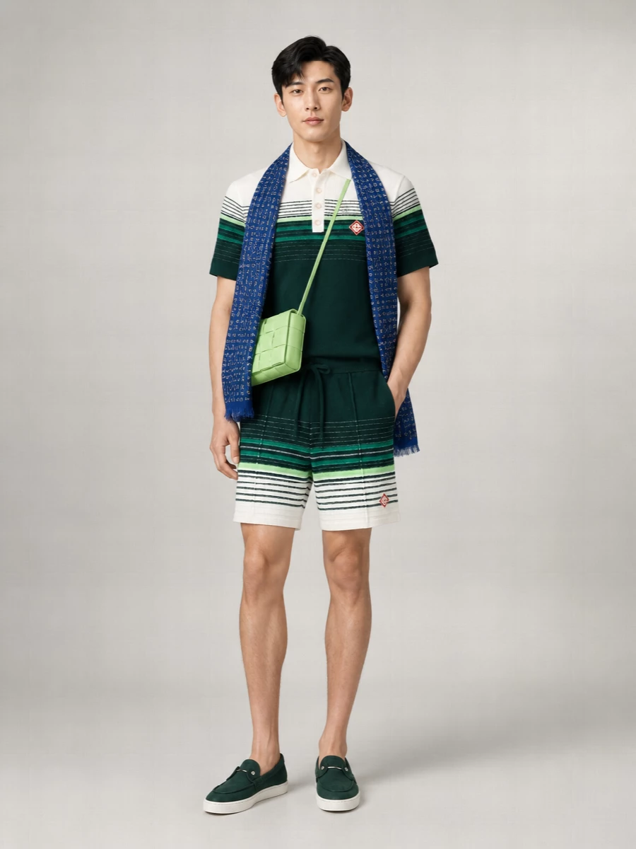 Casablanca Striped Bouclé Swim Shorts