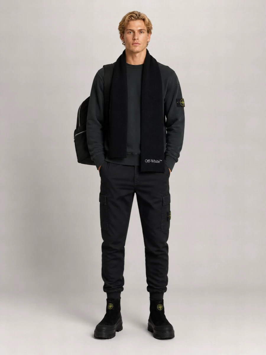 Stone Island Cotton Logo Crewneck Sweatshirt