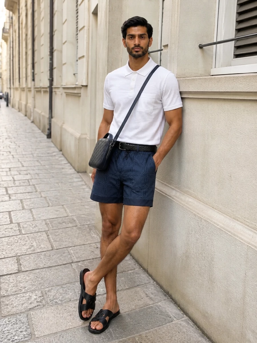 Gucci swim shorts polo outfit men