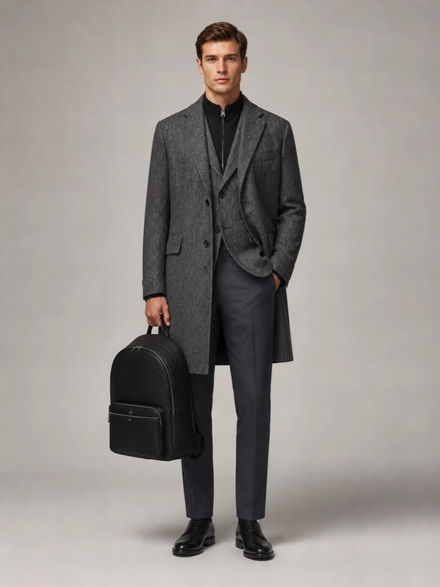 Boss Virgin Wool Single-Breasted Coat