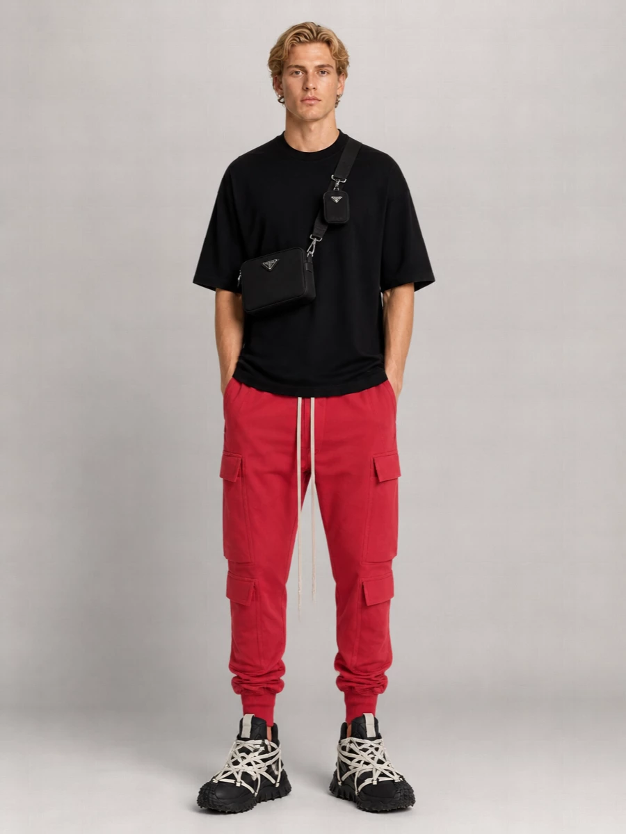 Rick Owens Cotton Track-Pants Ribbed Cuffs