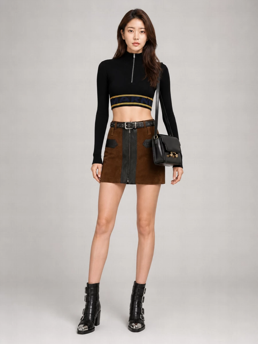 Marni Leather Mini Skirt