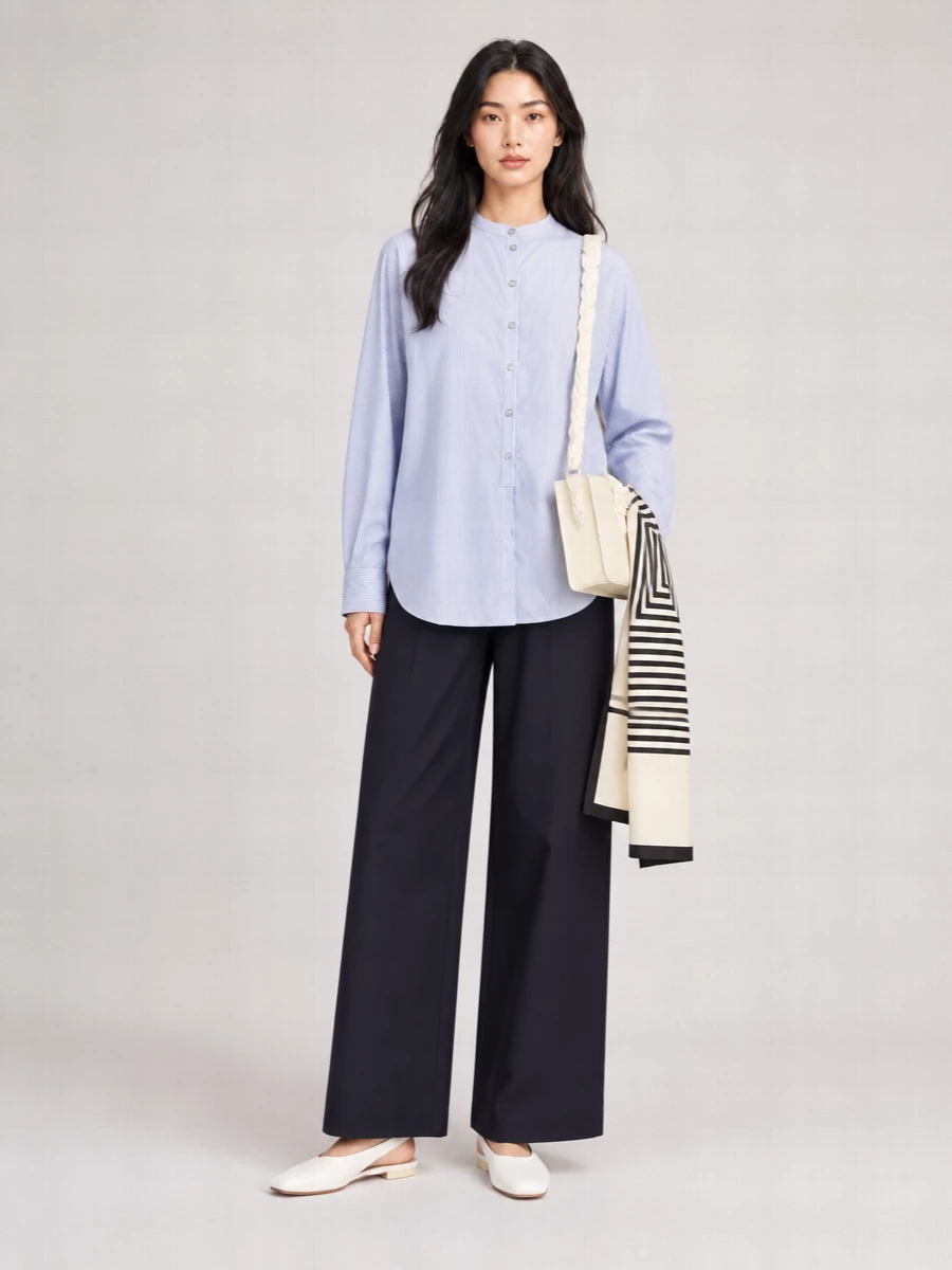 Studio Nicholson Cotton Granded Collar Shirt