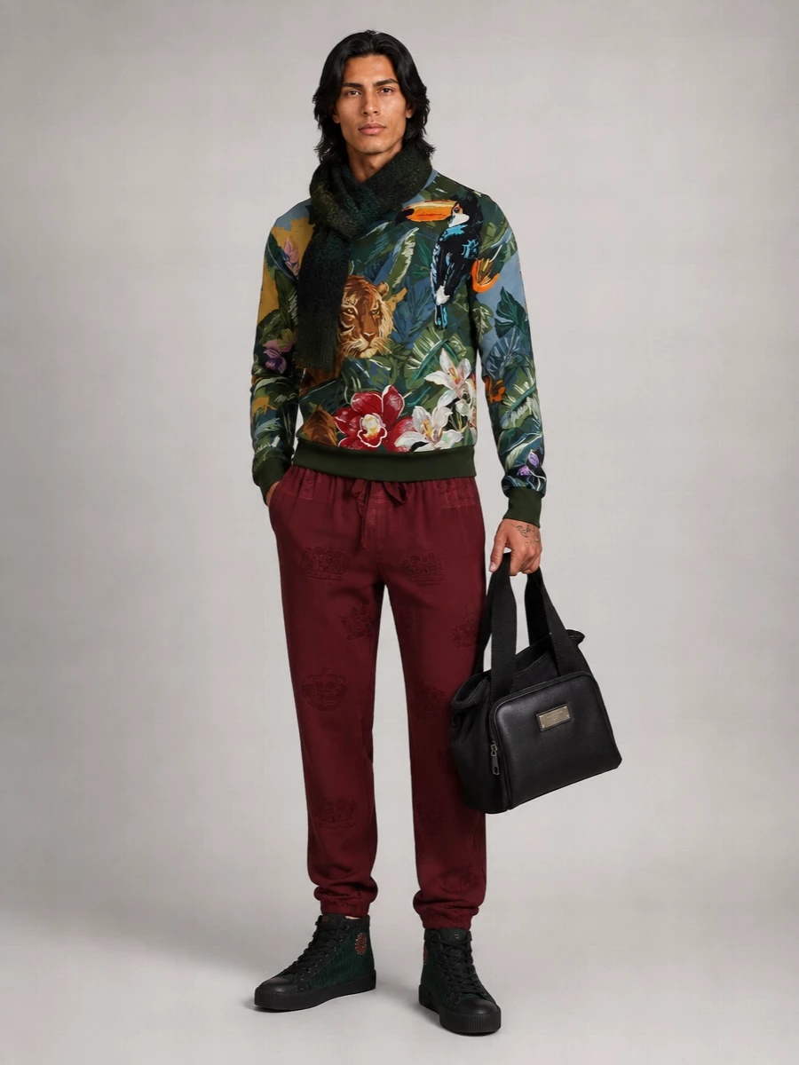 Dolce&Gabbana Leather Corduroy High-Top Sneakers