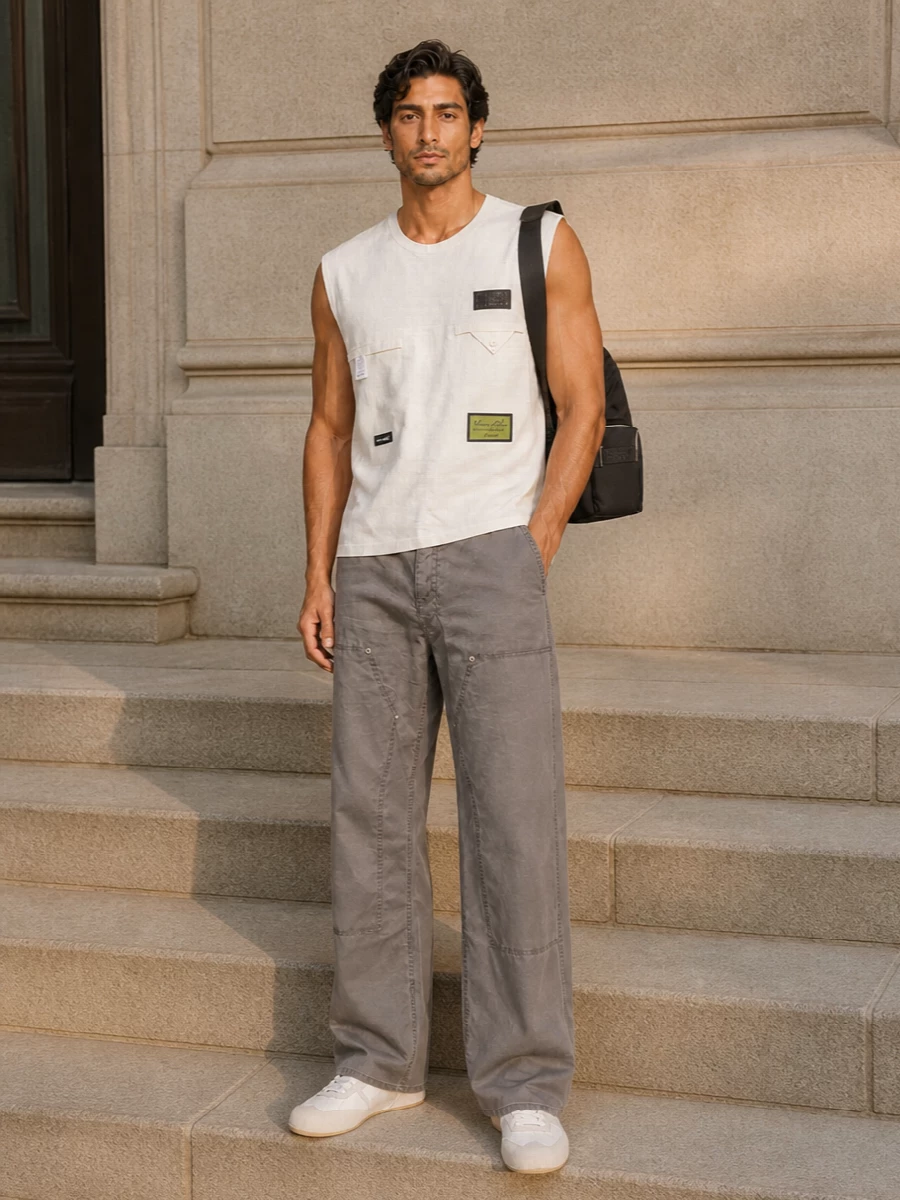 Mm6 margiela utility vest wide leg outfit