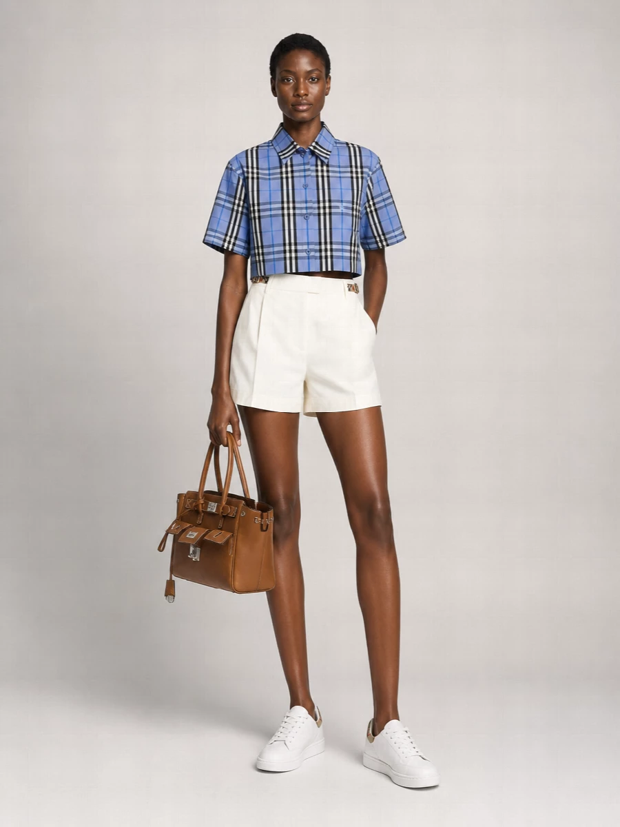 Burberry Checked Cotton Short-Sleeve Shirt