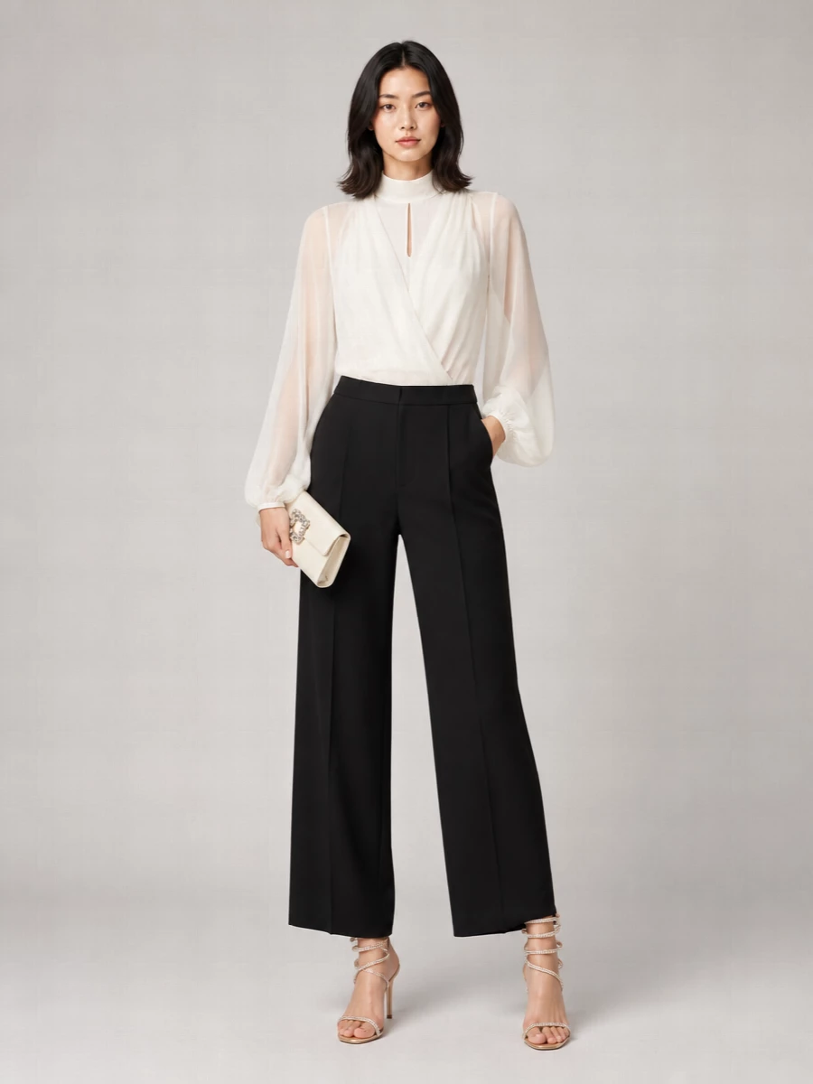 Elisabetta Franchi Crepe V-Neck Long-Sleeve Bodysuit