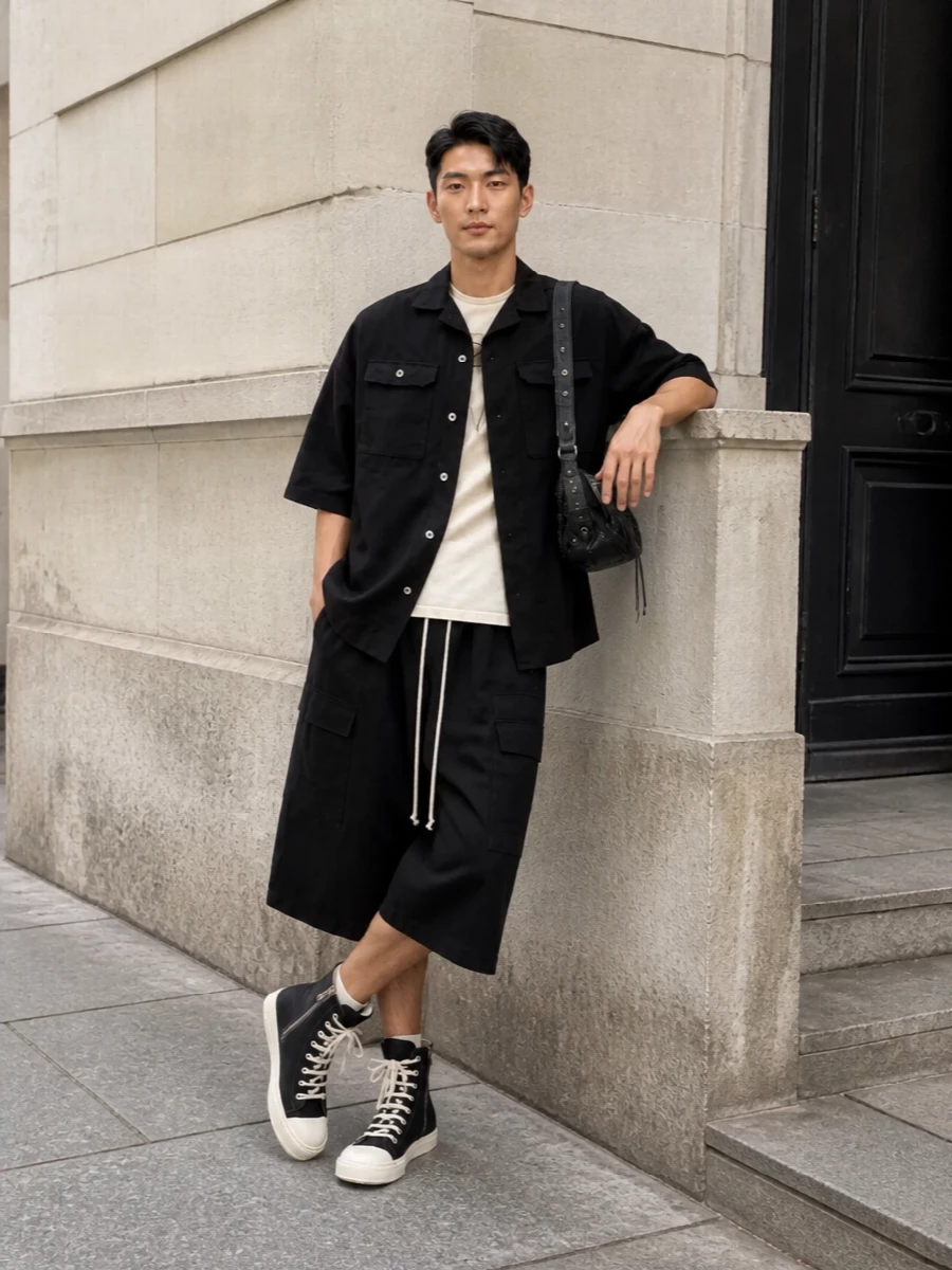 Rick owens cargo shorts drkshdw high tops outfit