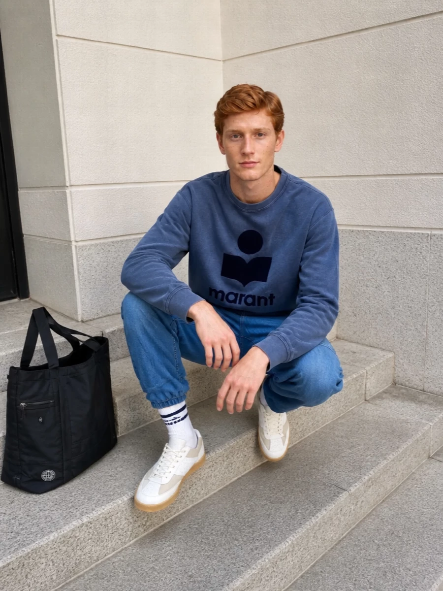 Isabel marant denim cargo sweatshirt sneakers