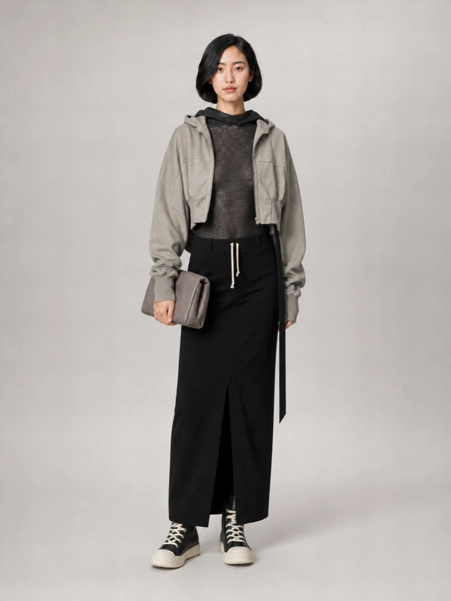 Rick Owens Drkshdw cropped hooded cotton jacket