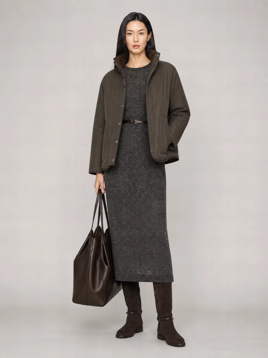 Brunello Cucinelli Shearling Reversible Oversized Paneled Jacket