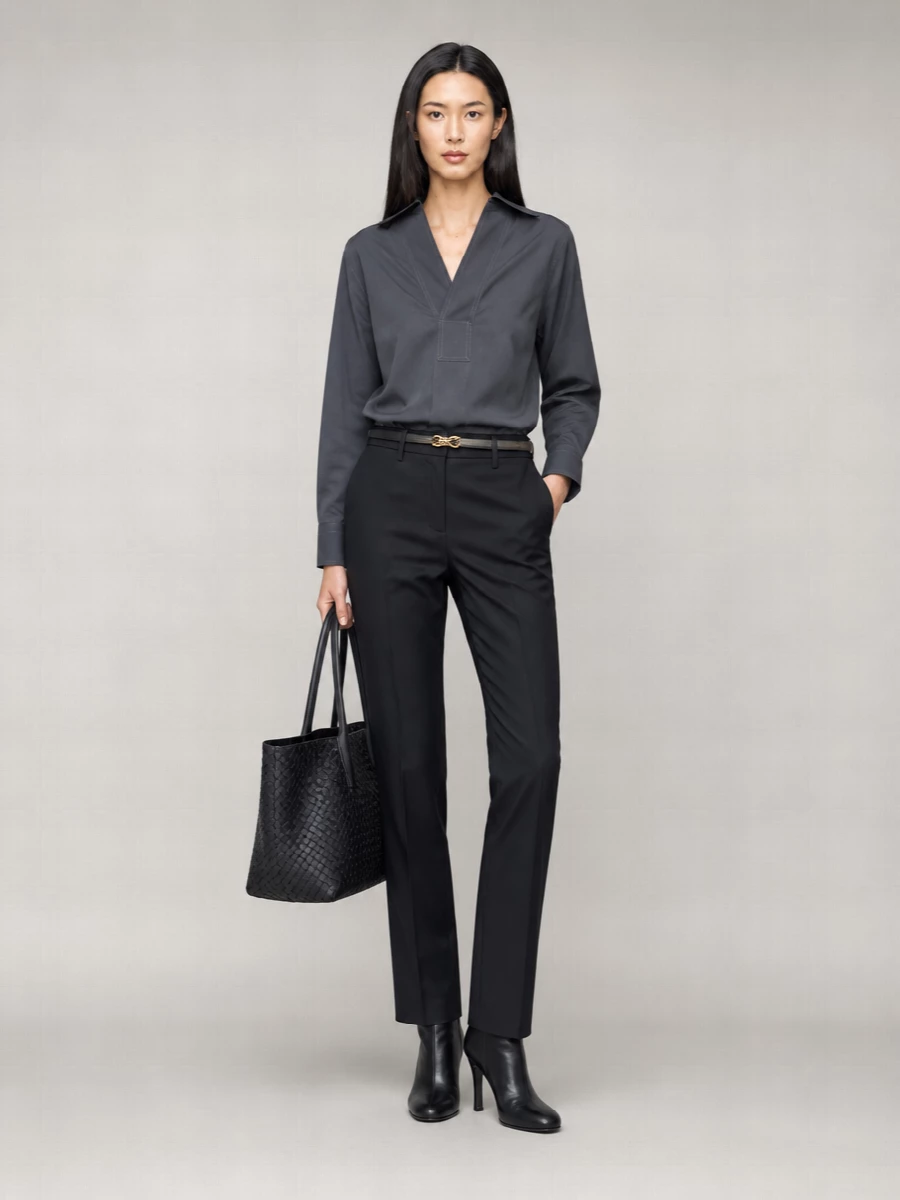Bottega Veneta Wool Trousers Front Crease Detail