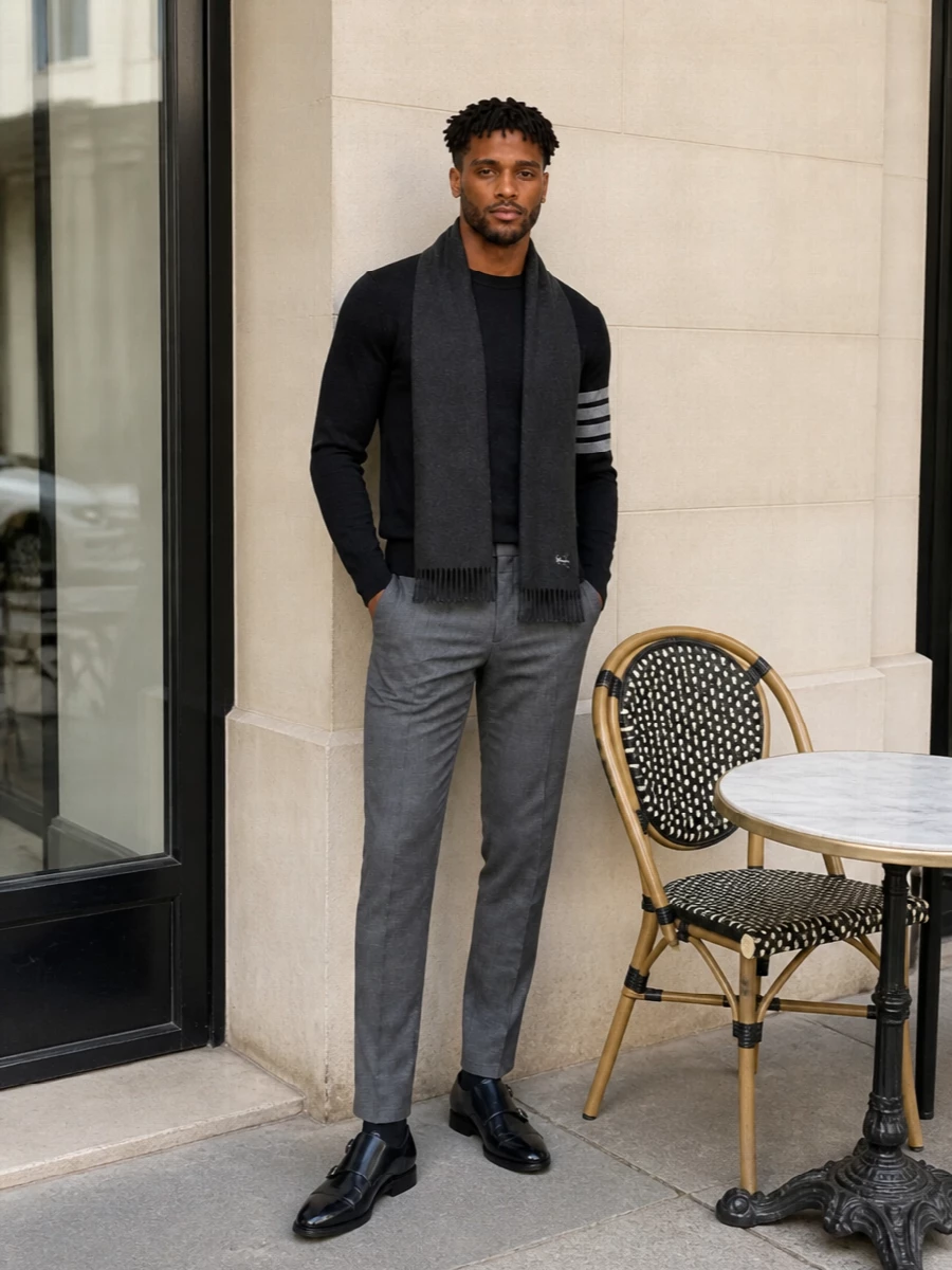 Thom browne charcoal knit grey tailored trousers