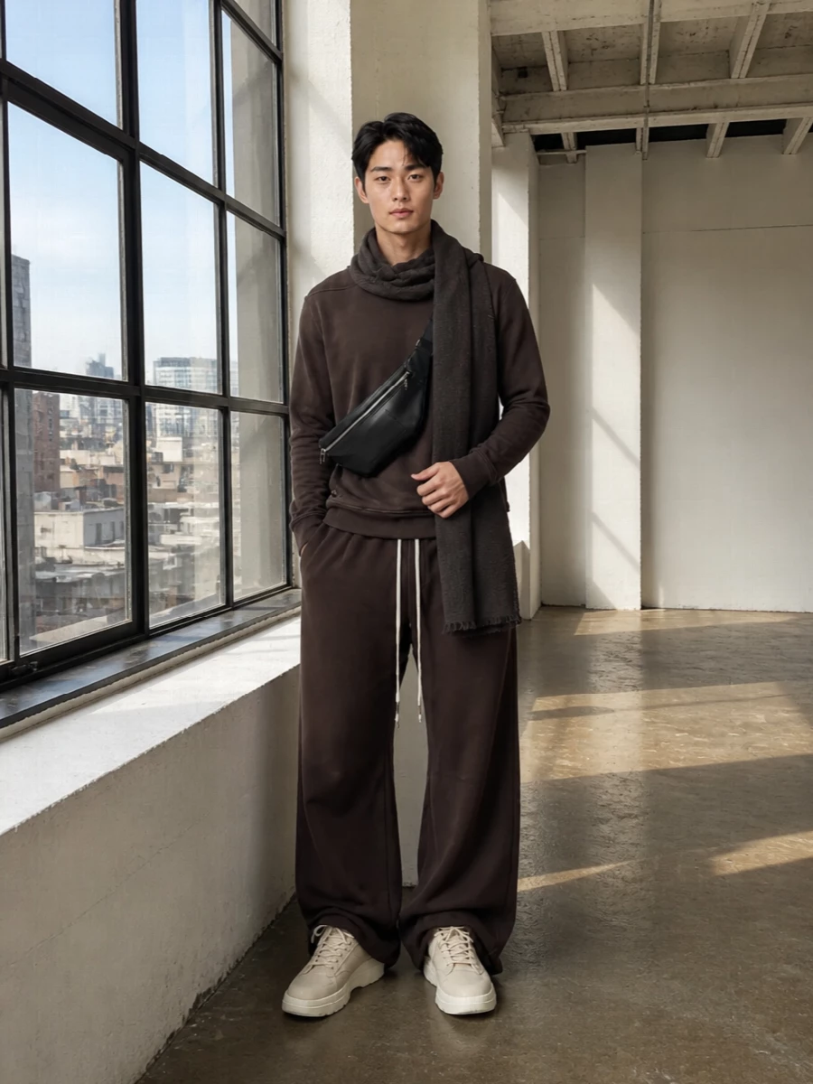 Rick owens drkshdw brown sweatshirt wide pants