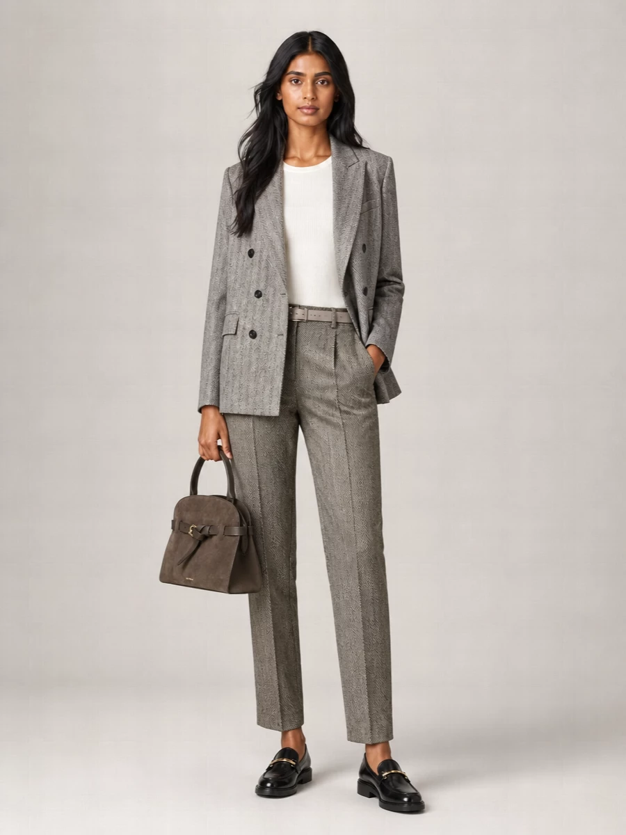 Circolo 1901 Herringbone Straight-Leg Suit Trousers