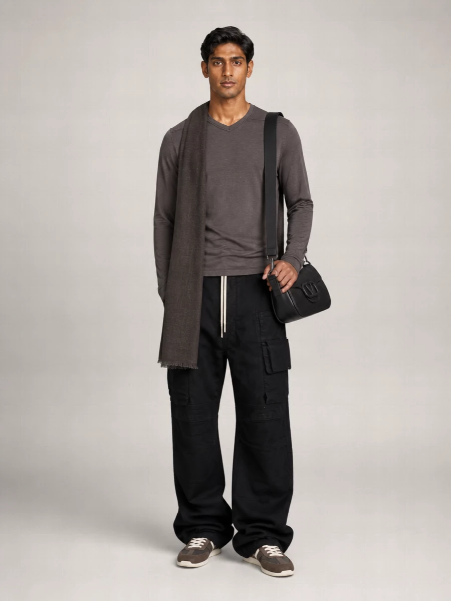 Rick Owens Long Sleeve V-Neck Knit Sweater