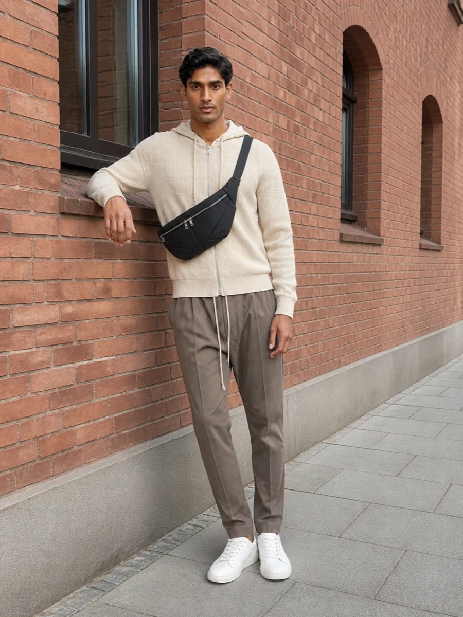 Rick owens beige hoodie taupe drop crotch pants
