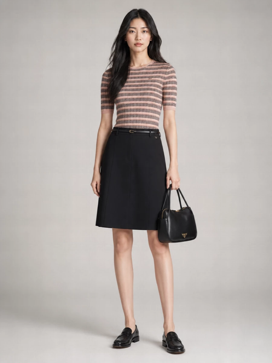 Prada Cashmere Silk Embroidered Knit T-Shirt