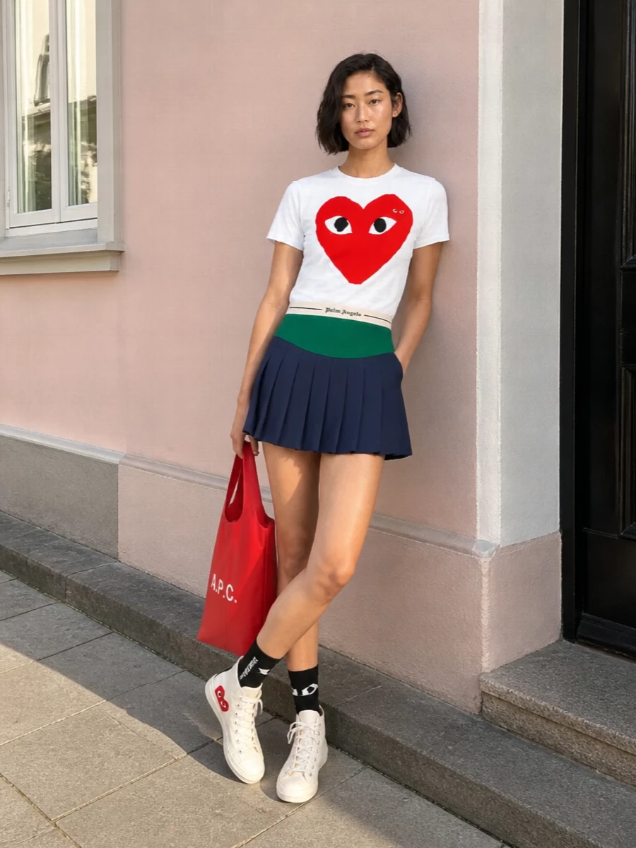 Comme des garcons play tee palm angels mini skirt