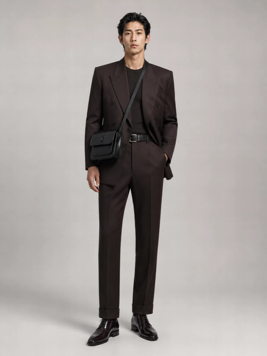 Saint Laurent Silk Satin Double-Breasted Blazer