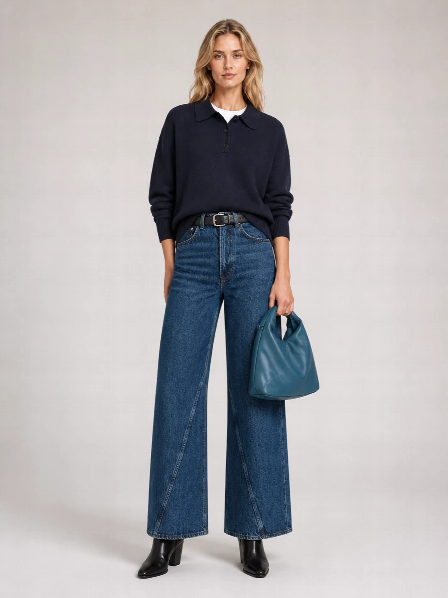 Anine Bing High-Rise Straight-Leg Denim Jeans
