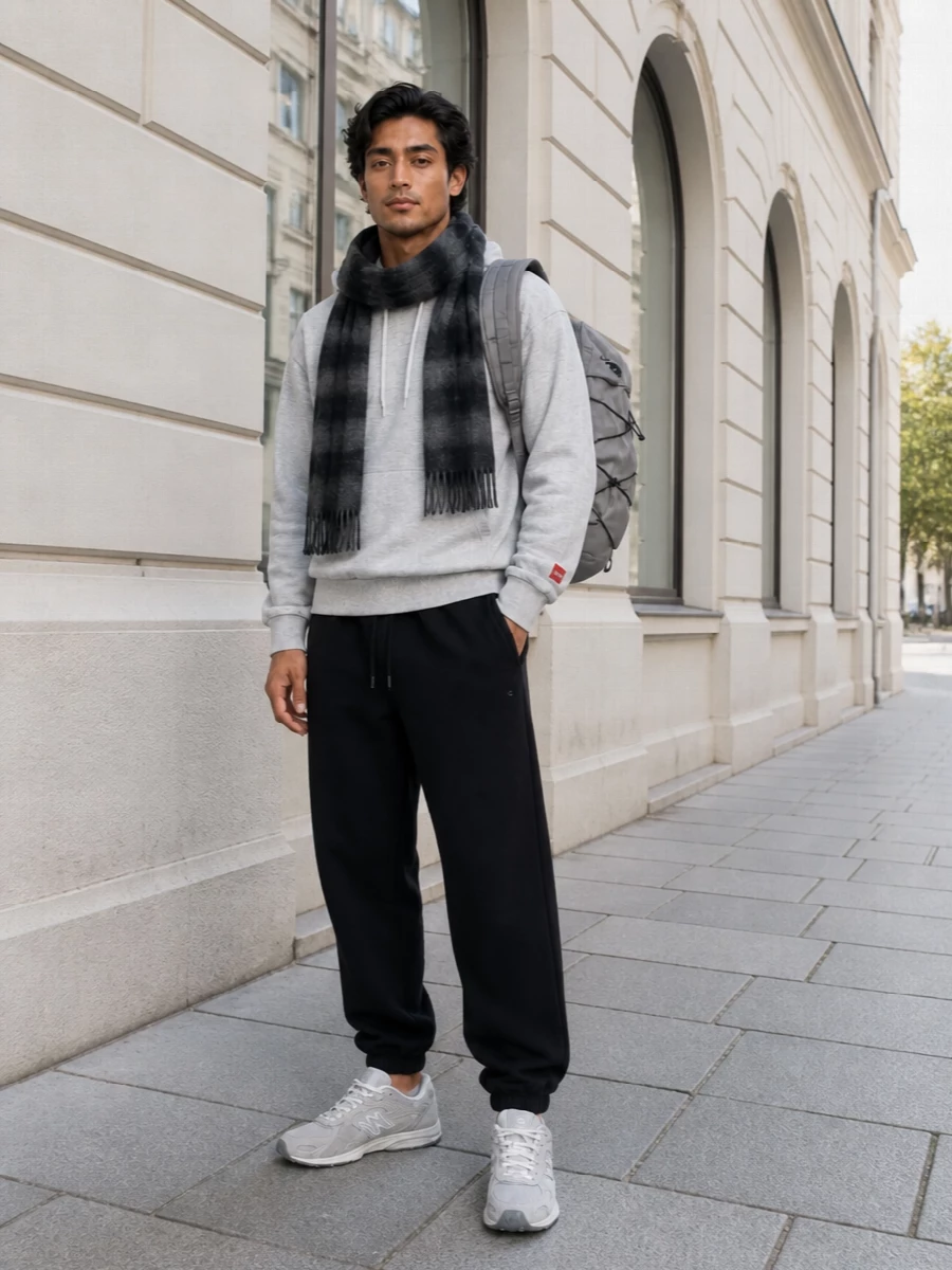 North face grey hoodie black joggers new balance