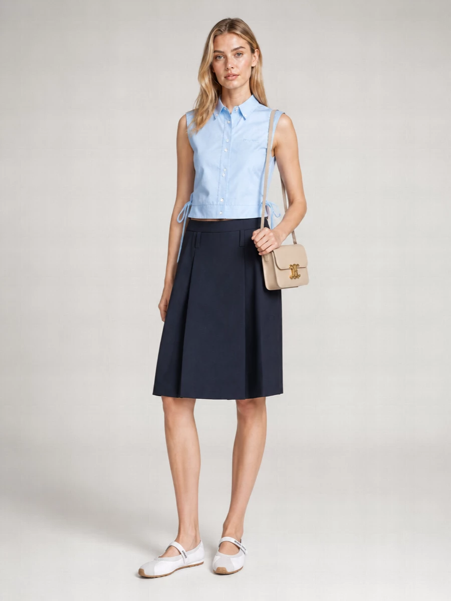 Miu Miu Cotton Sleeveless Poplin Shirt