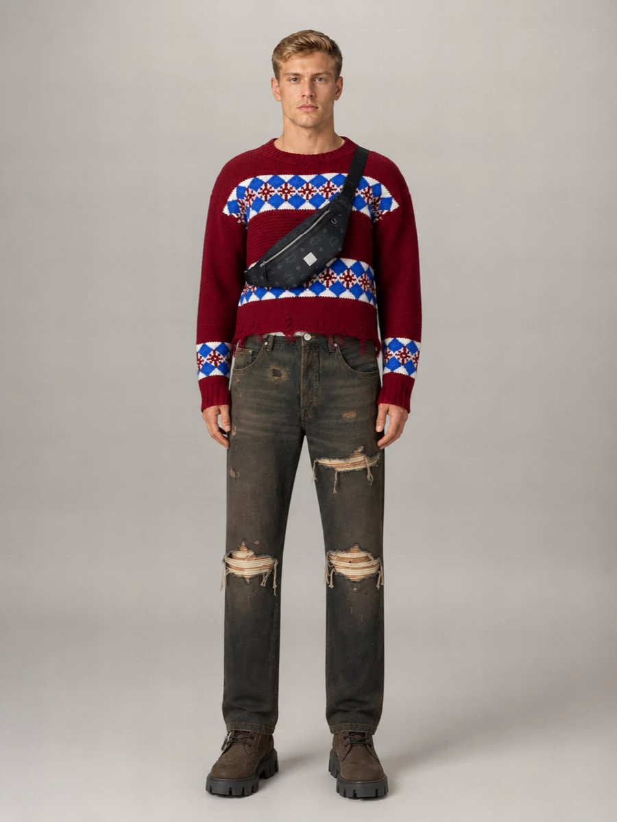 Amiri Straight Denim Jeans Belt Loops Five Pockets