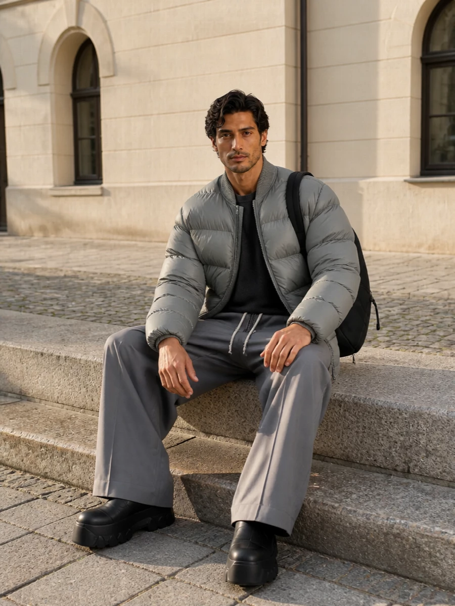 Rick owens puffer wide leg trousers boots