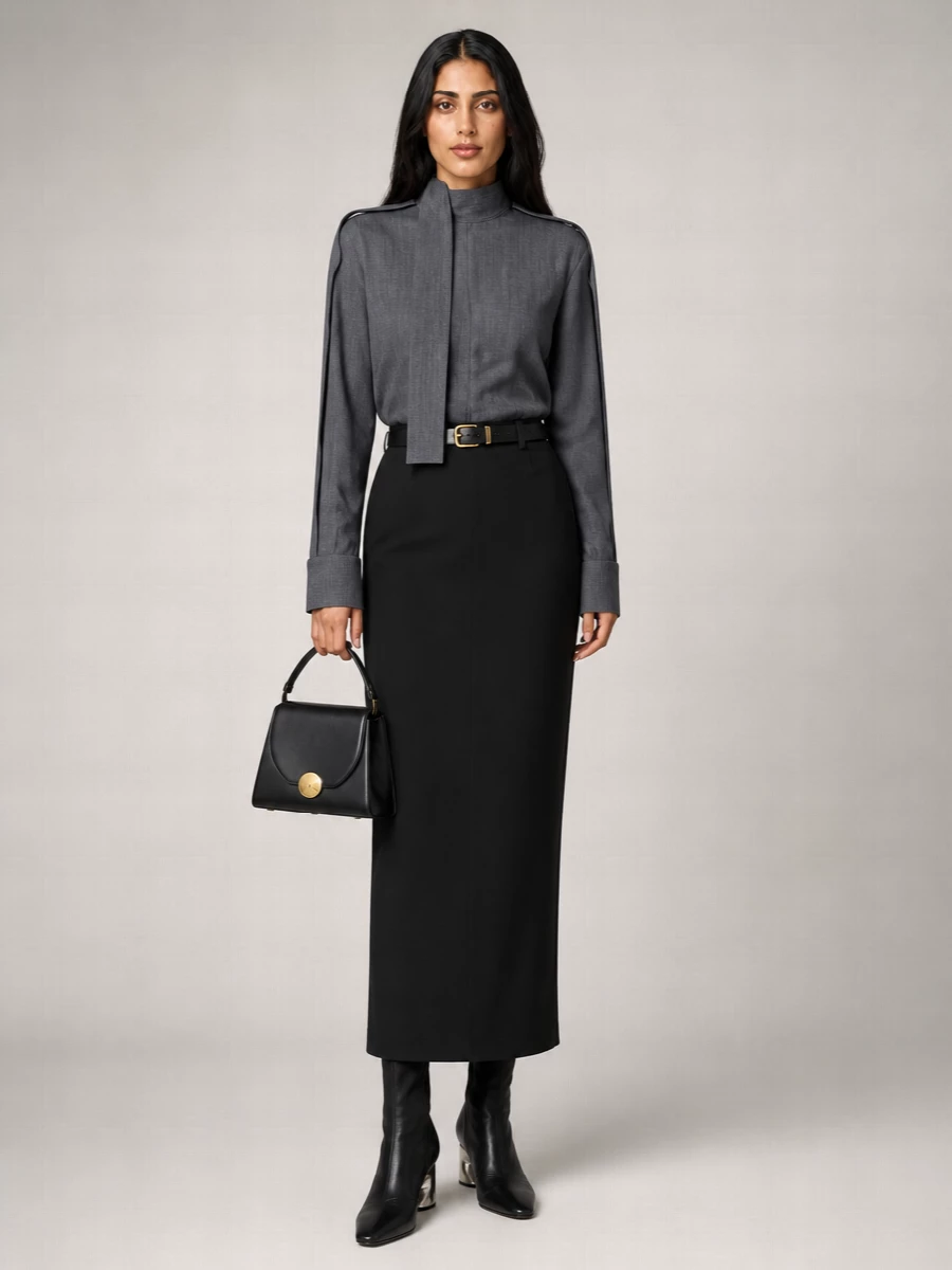 Jil Sander Velvet-Effect High-Rise Ankle-Length Straight Skirt