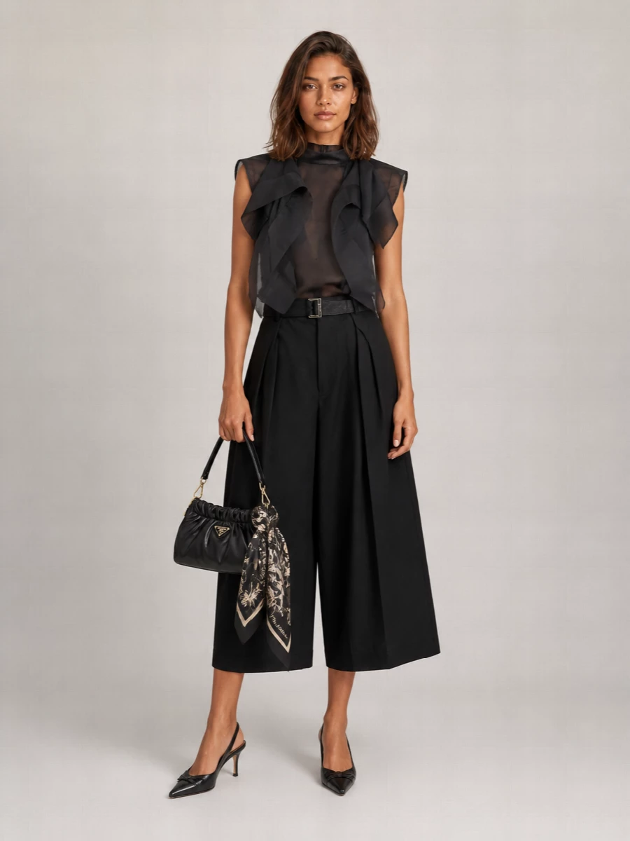 Sacai Satin Chiffon Top