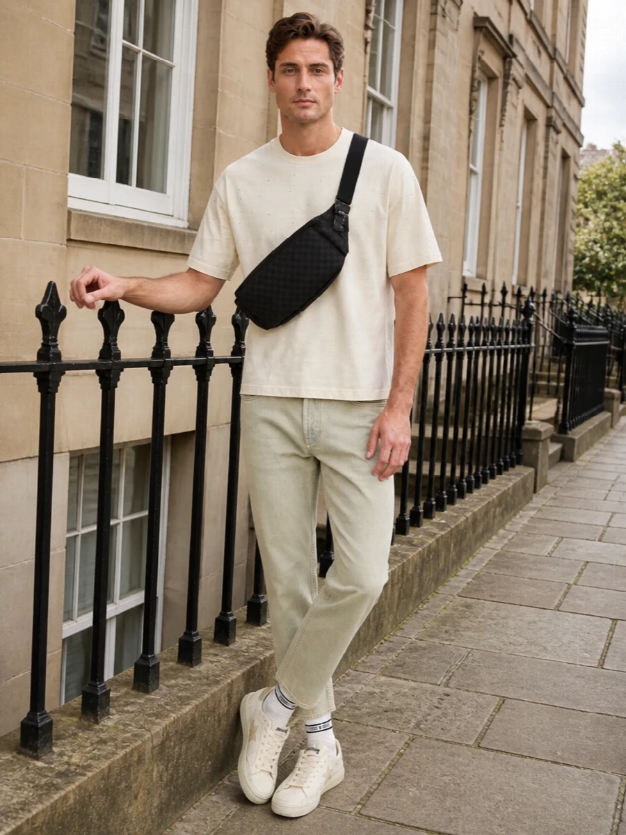 Golden goose tee khaki jeans gucci bag