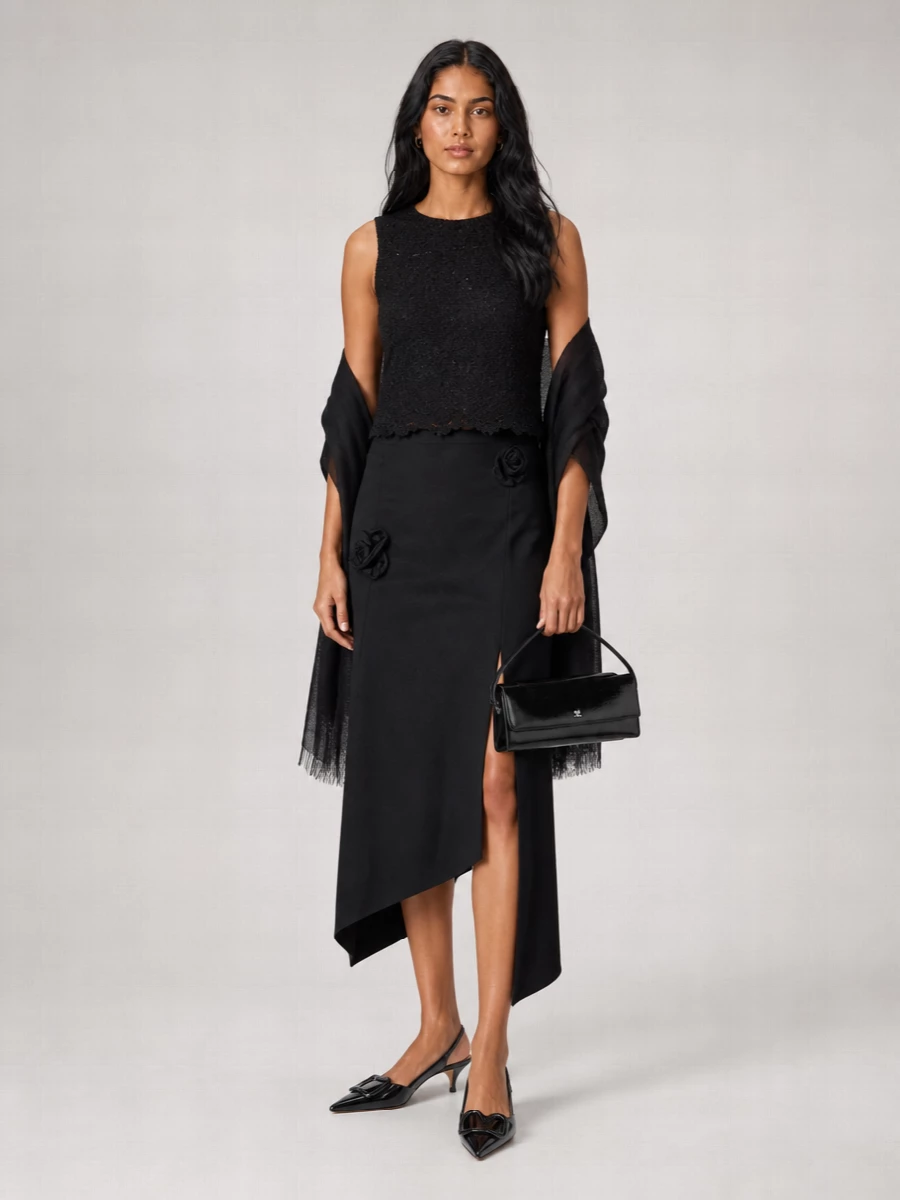 Semicouture Crochet-Knit Sleeveless Top