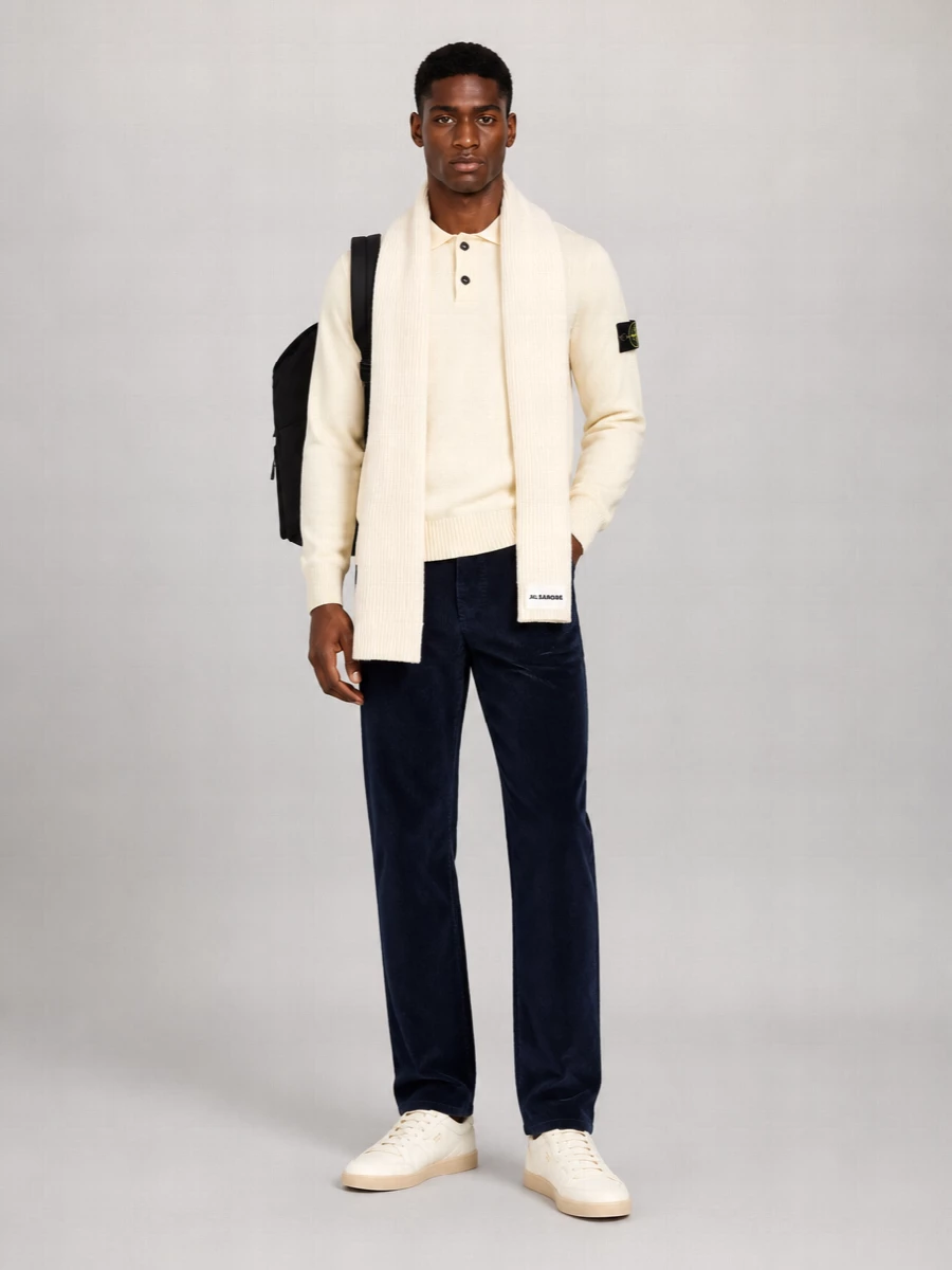 Stone Island Wool Long-Sleeve Polo Shirt
