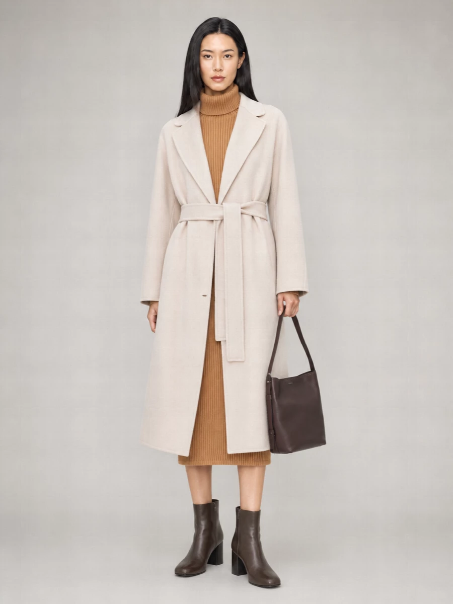 S Max Mara Wool Belted Midi Coat