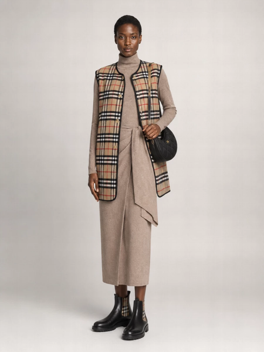 Burberry Checked Wool Cashmere Cape