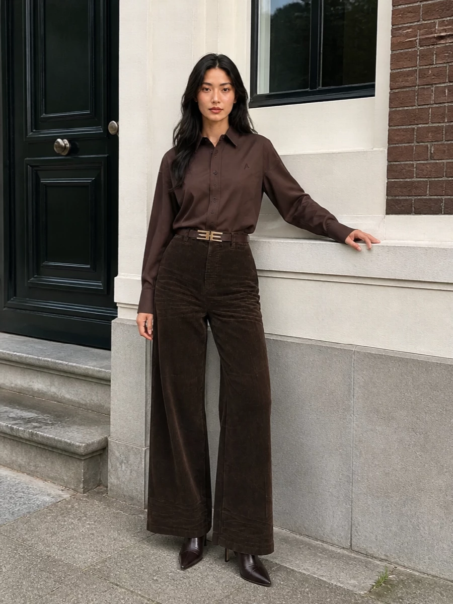 Dsquared2 corduroy trousers brown shirt boots