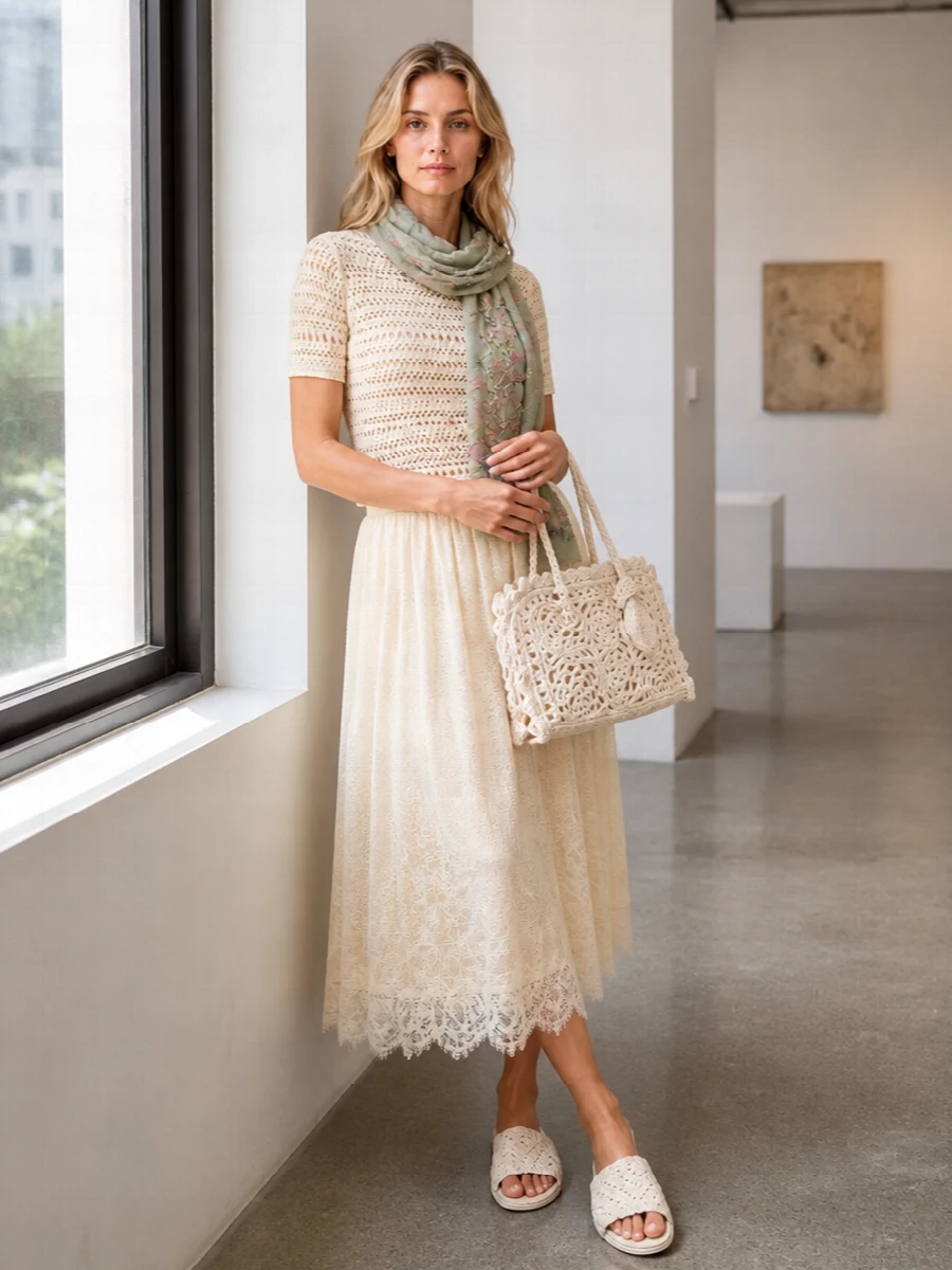 Fabiana filippi crochet top lace skirt outfit