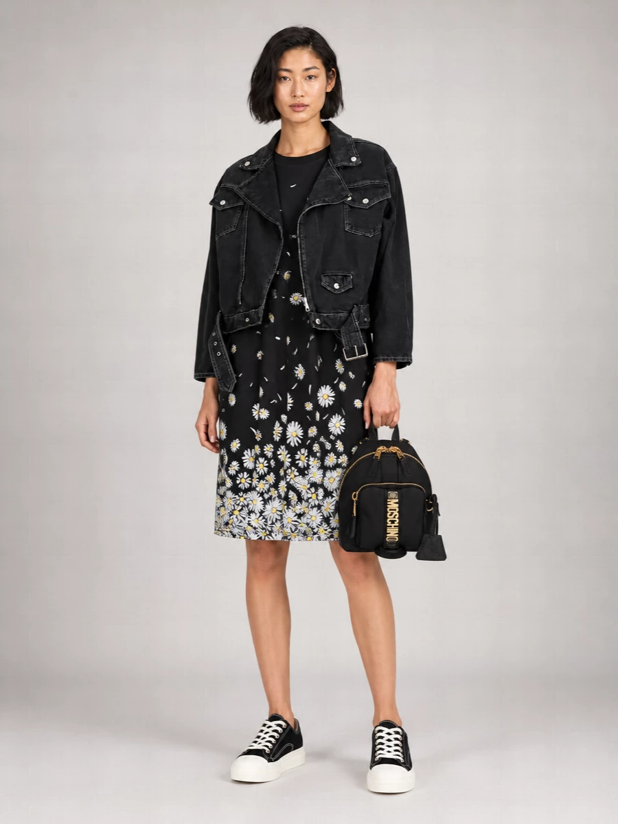 Moschino Polyester Leather Backpack