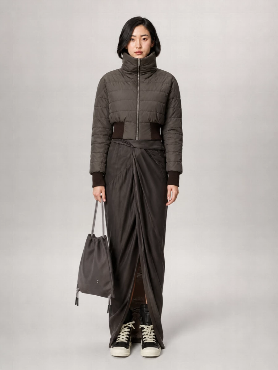 Rick Owens Down Cropped Quilted Puffer Jacket