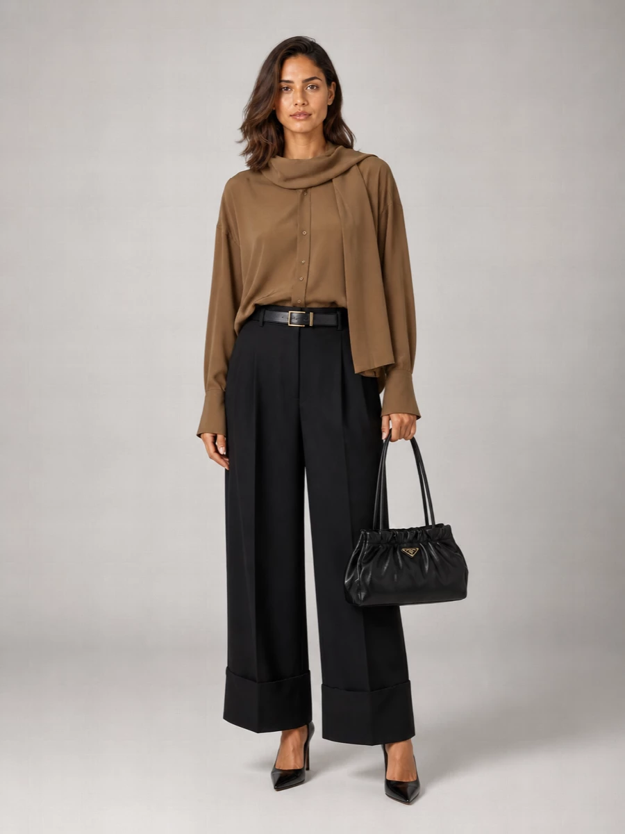 Darkpark Pleated Wide-Leg Tailored Trousers
