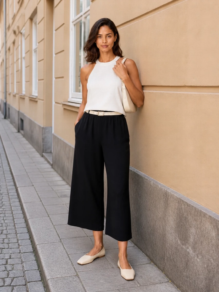 Alysi wide leg trousers white halterneck outfit