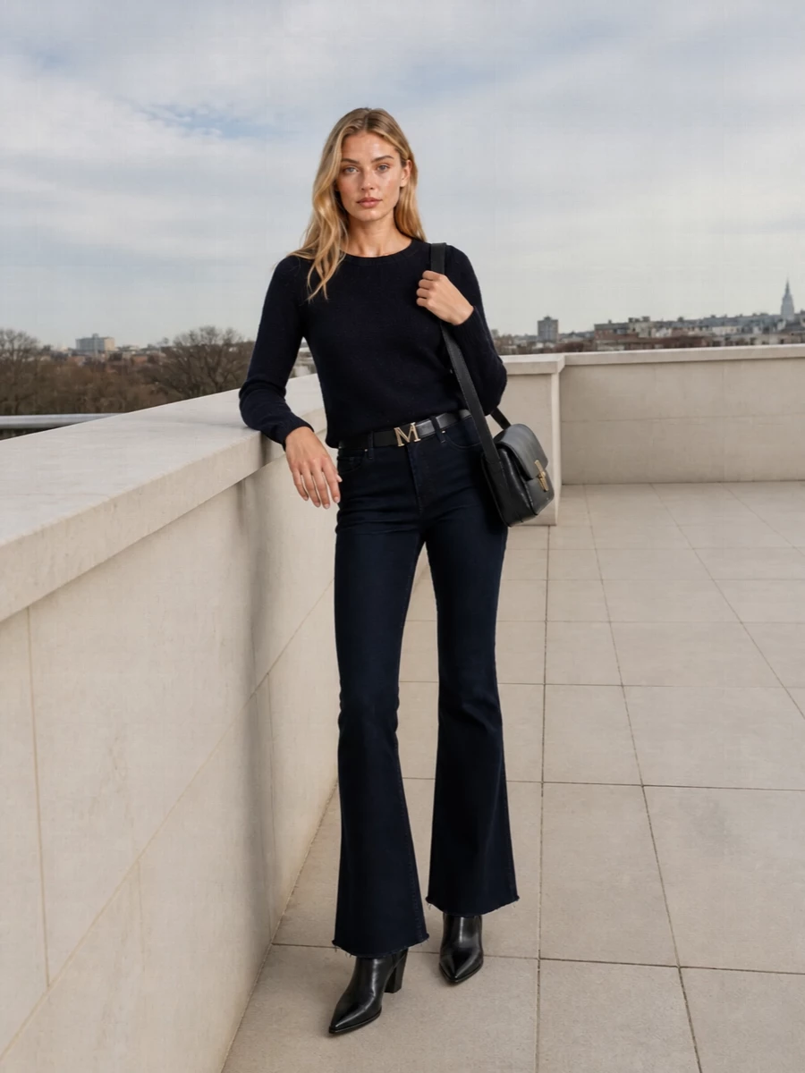 Fabiana filippi knit mother flared jeans outfit