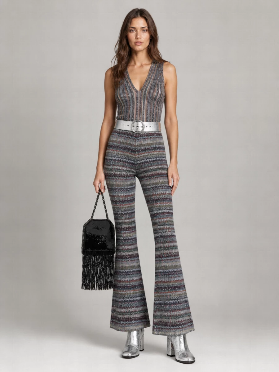 Missoni metallic high-rise flared trousers