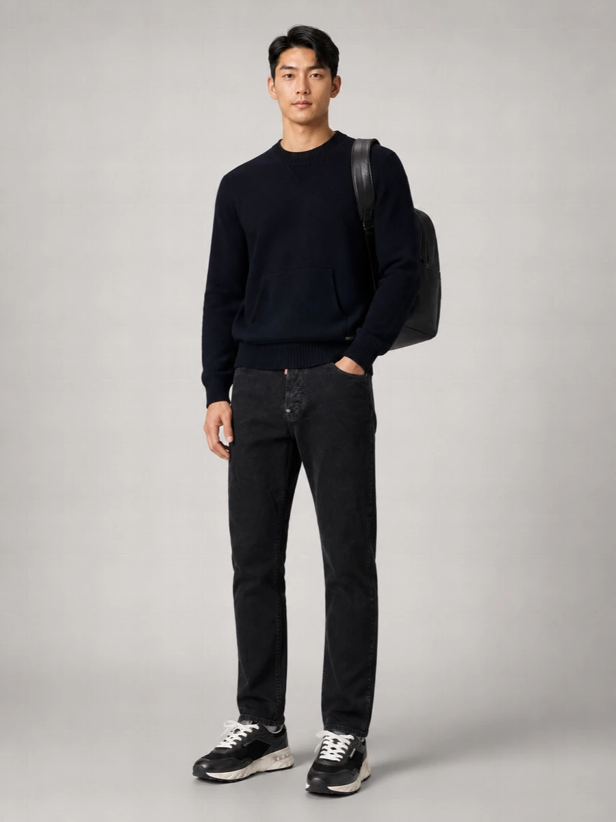Dsquared2 Wool Cashmere Ribbed Crew Neck Sweater